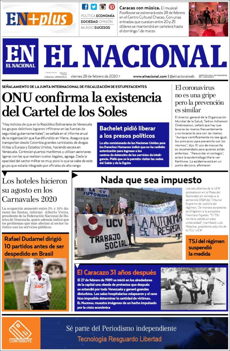 Estas son las portadas de hoy Viernes 28 de Febrero de 2020 La iguana TV